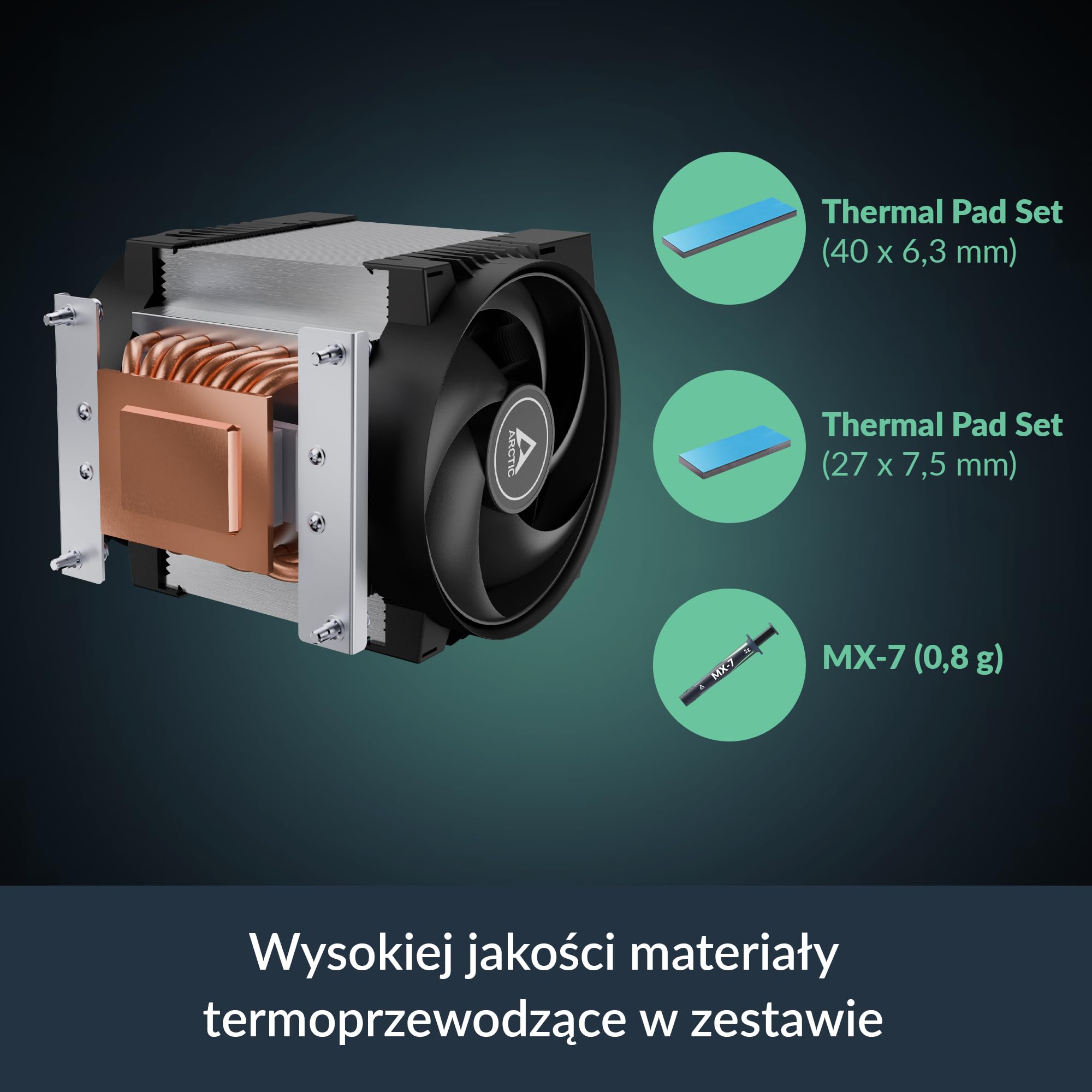 ARCTIC Freezer 4U-OneX – chłodzenie procesora do AmpereOne LGA5964, 2 wentylatory PWM 120 mm (400–3300 rpm), 8 ciepłowodów, podwójne łożysko kulkowe, kompatybilne z obudowaniami 4U