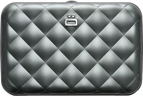 Ögon - Cartera acolchada de aluminio para mujer bloqueo RFID 10 tarjetas y billetes Negro QB_Black