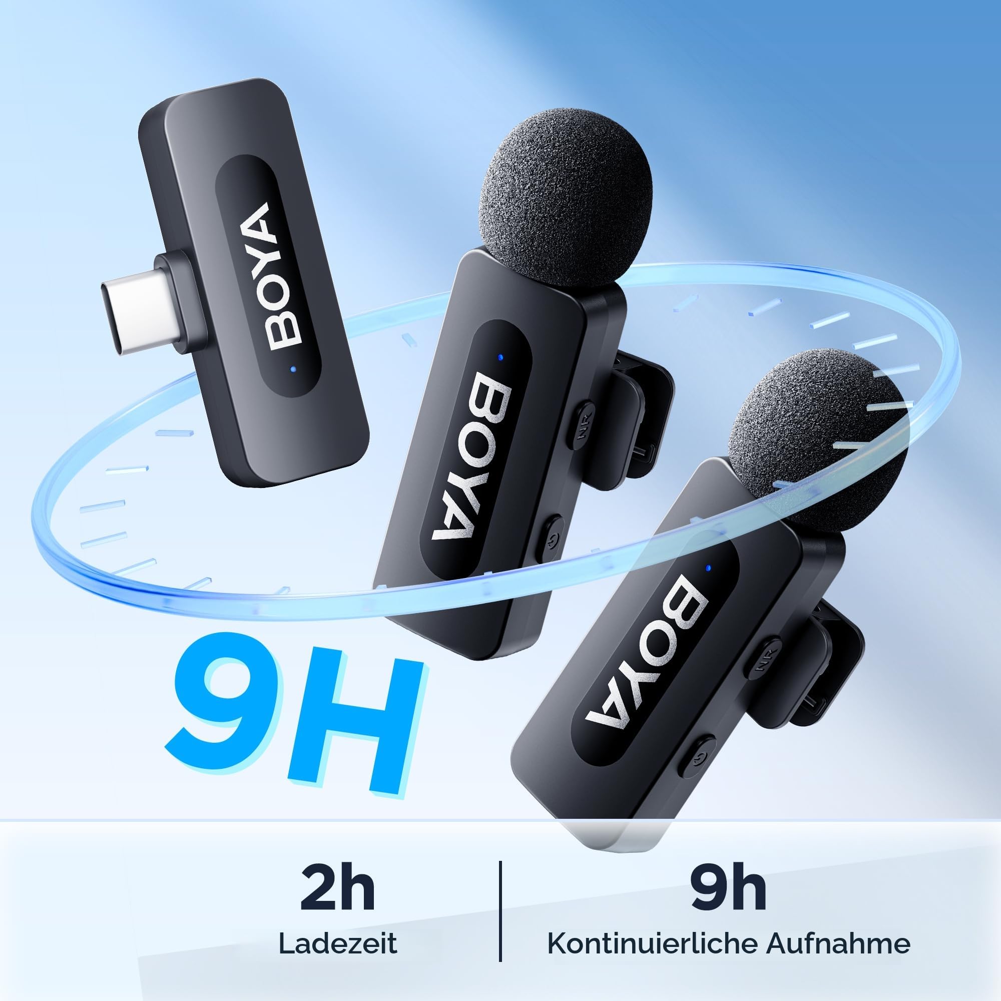 BOYA BY-V20 USB-C kabellos Mikrofon Handy, Mini Ansteckmikrofon mit Android Typ-C Smartphone iPhone 15/16, 100m Reichweite, für YouTube, Podcast, Facebook, Vlogging Aufnahmen Interview
