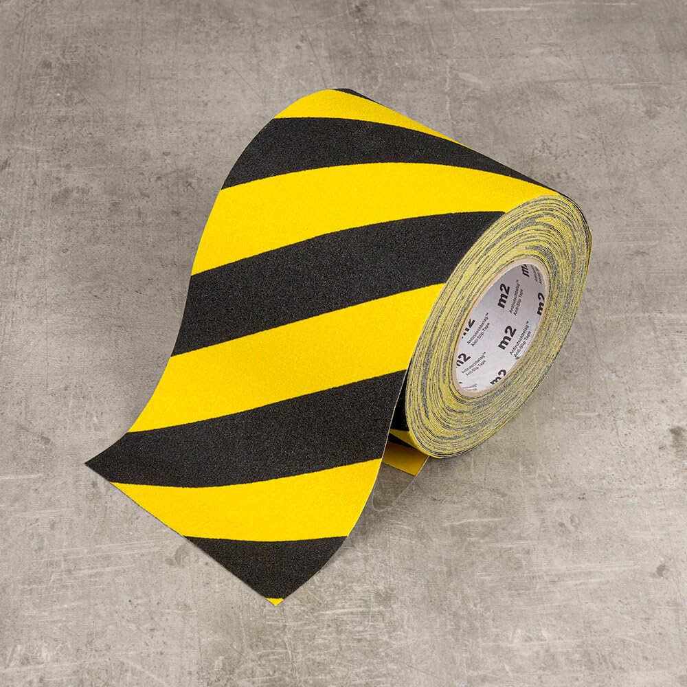Antirutschbelag, für strukturierte Flächen, schwarz/gelb, 15 cm, 18,30 m/Rolle aus Antirutsch, Art.-Nr. 70406 | Antirutschbelag | Antirutsch Treppe | Antirutschstreifen