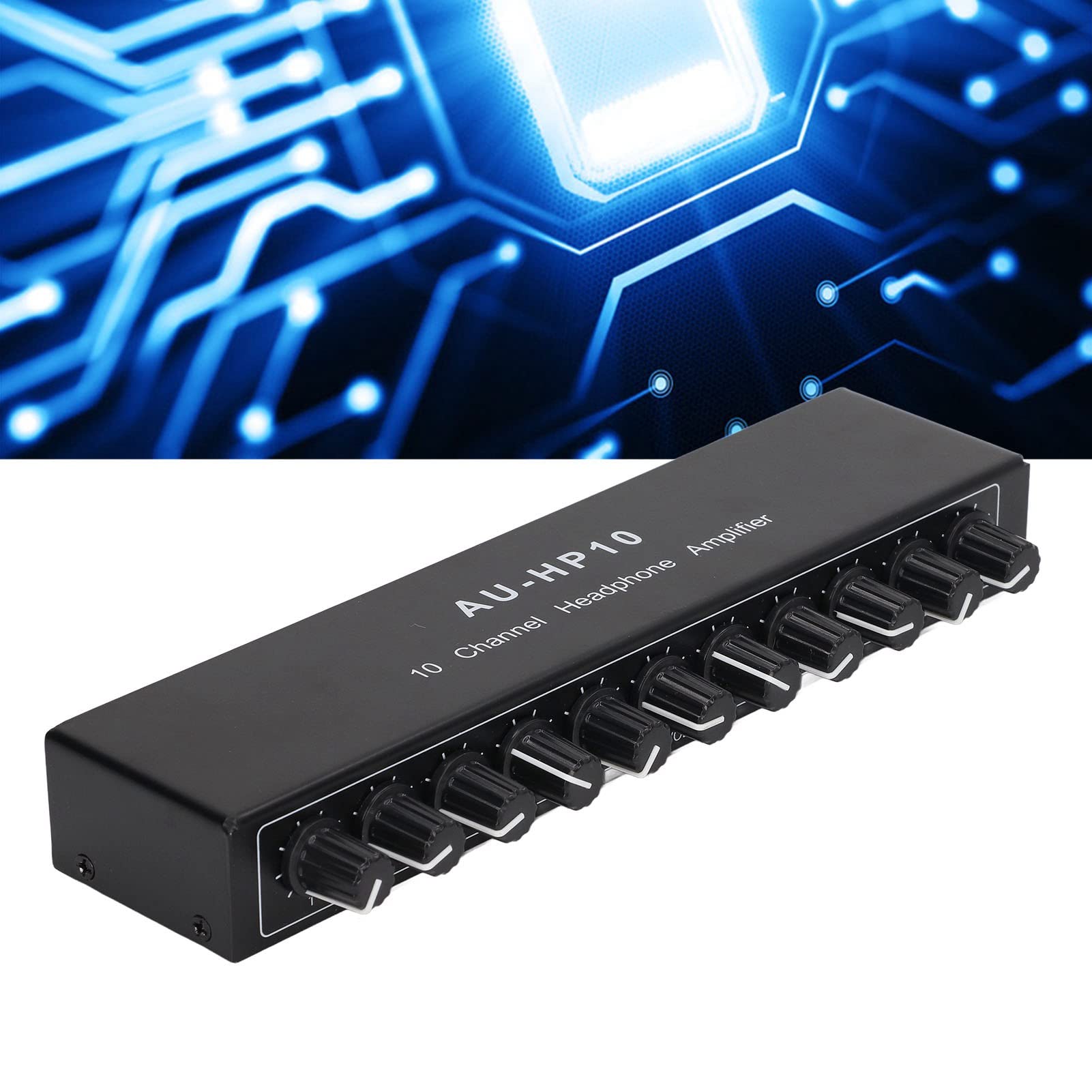 Respicefinem 10 Channels Splitter Headphone Channel 29×8×4 10 Channel Headphone Amplifier Input 10 Output Stereo Splitter Independent Control Dc 12V