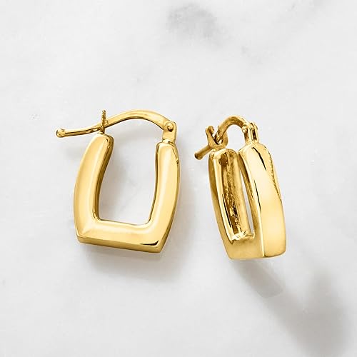 Miniatura 4 de Pure Collection by Ross-Simons - Pendientes de aro cuadrados de oro amarillo italiano de 14 quilates