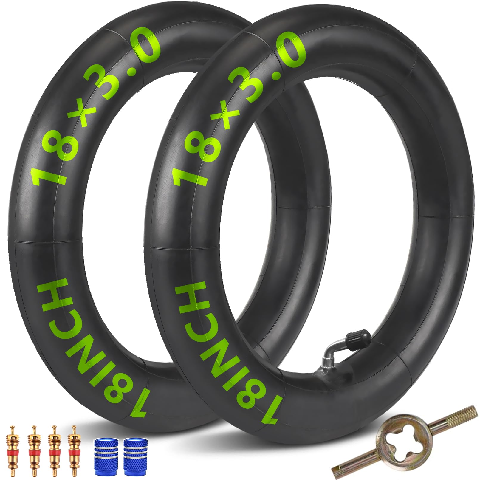 18x3.0 Replacemen Inner Tube, 18 x 3.0 Bike Tube with Bent Valve Stem Compatible with 18x3.0 18x3.25 18x3.5 E-Bikes Electric Scooters Mopeds Kids