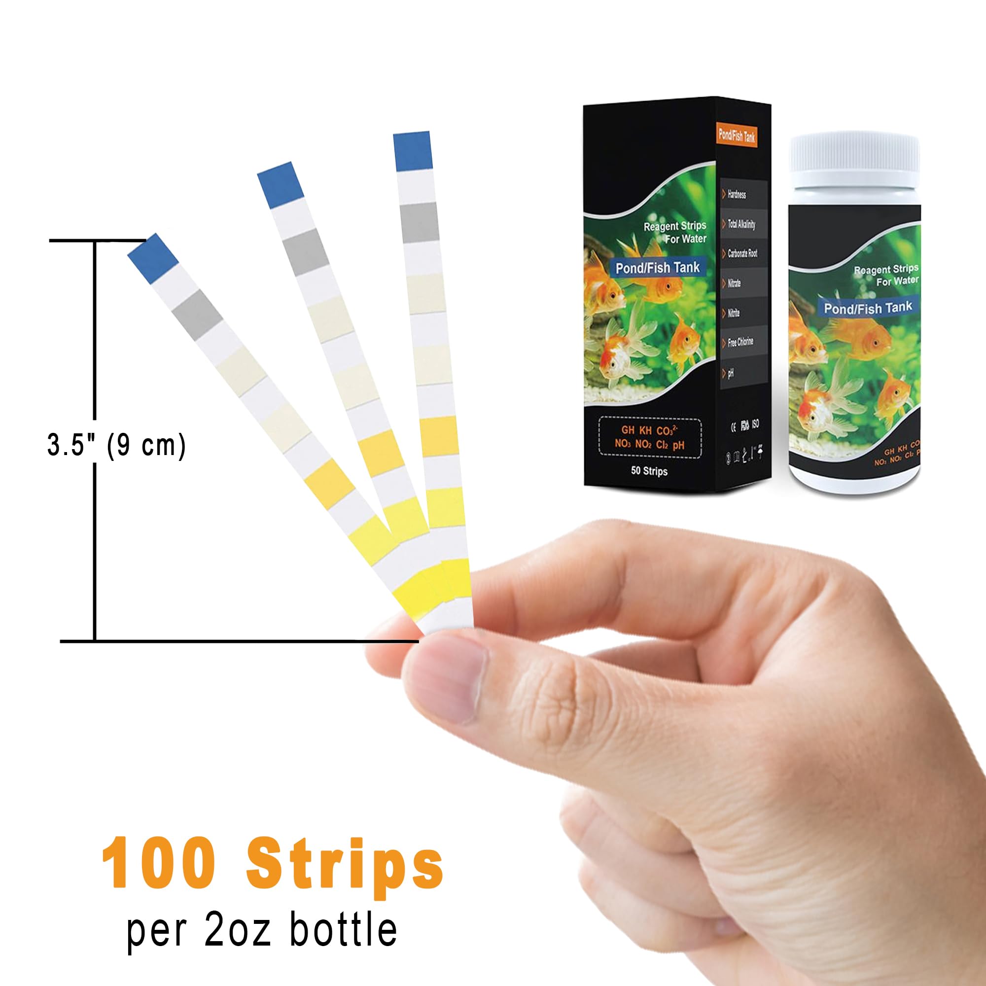 JOR Aquarium Water Test Strips, Compatible with Swimming Pool, Freshwater and Saltwater Fish Tanks, Detect pH, Chlorine, Carbonate, Water Hardness, 100 Strips - image 5
