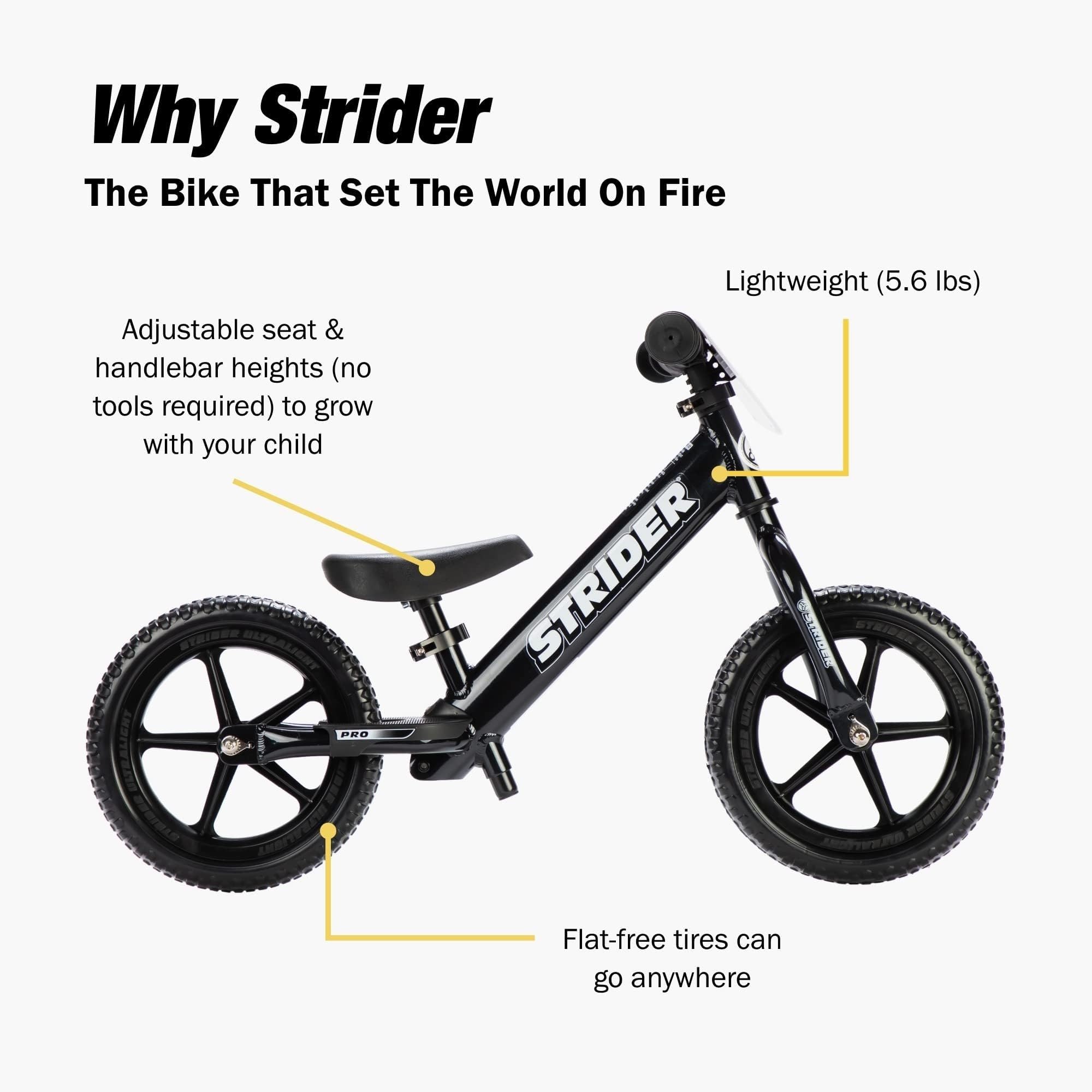 Amazon.com : Strider 12 Pro Bike, Black Pearl - No Pedal Balance