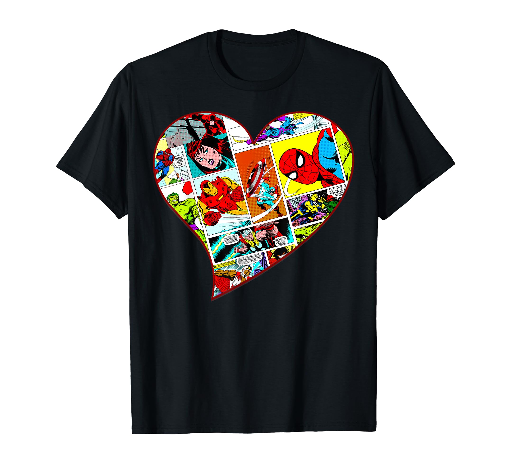 MarvelValentine's Day Avengers Group Comic Heart Fill T-Shirt