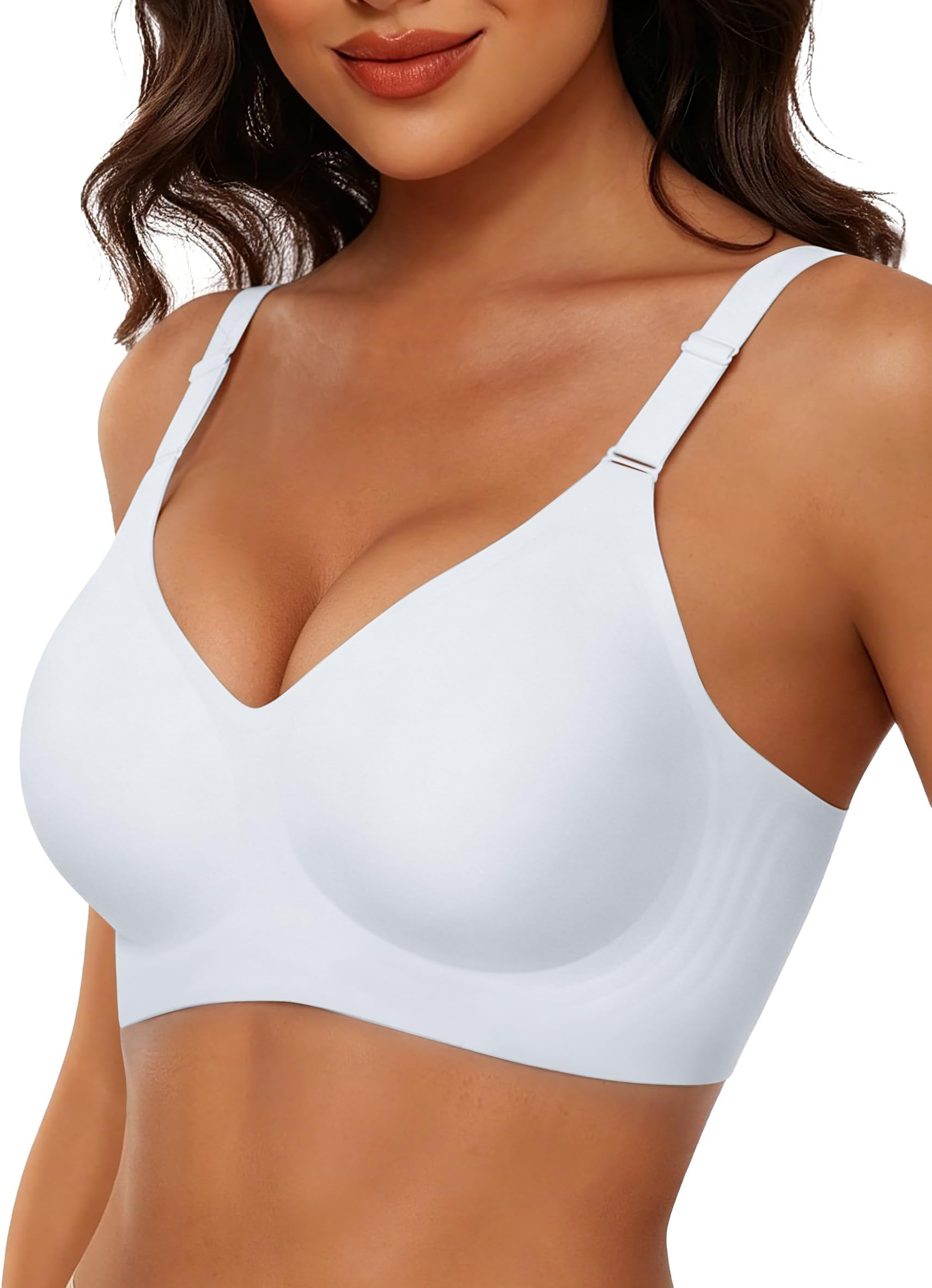 Wireless Bras for Women Jelly No Underwire Push Up Seamless Comfort Full Coverage Supportive Soft Everyday Tshirt Bra