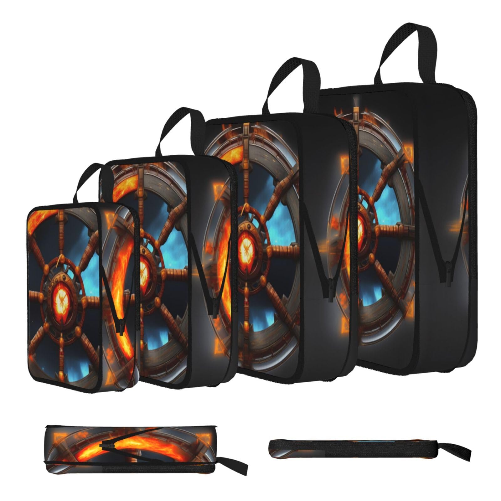Sxzvvbn Black Yin Yang Shield Compression Packing Cubes 4 Piece Set