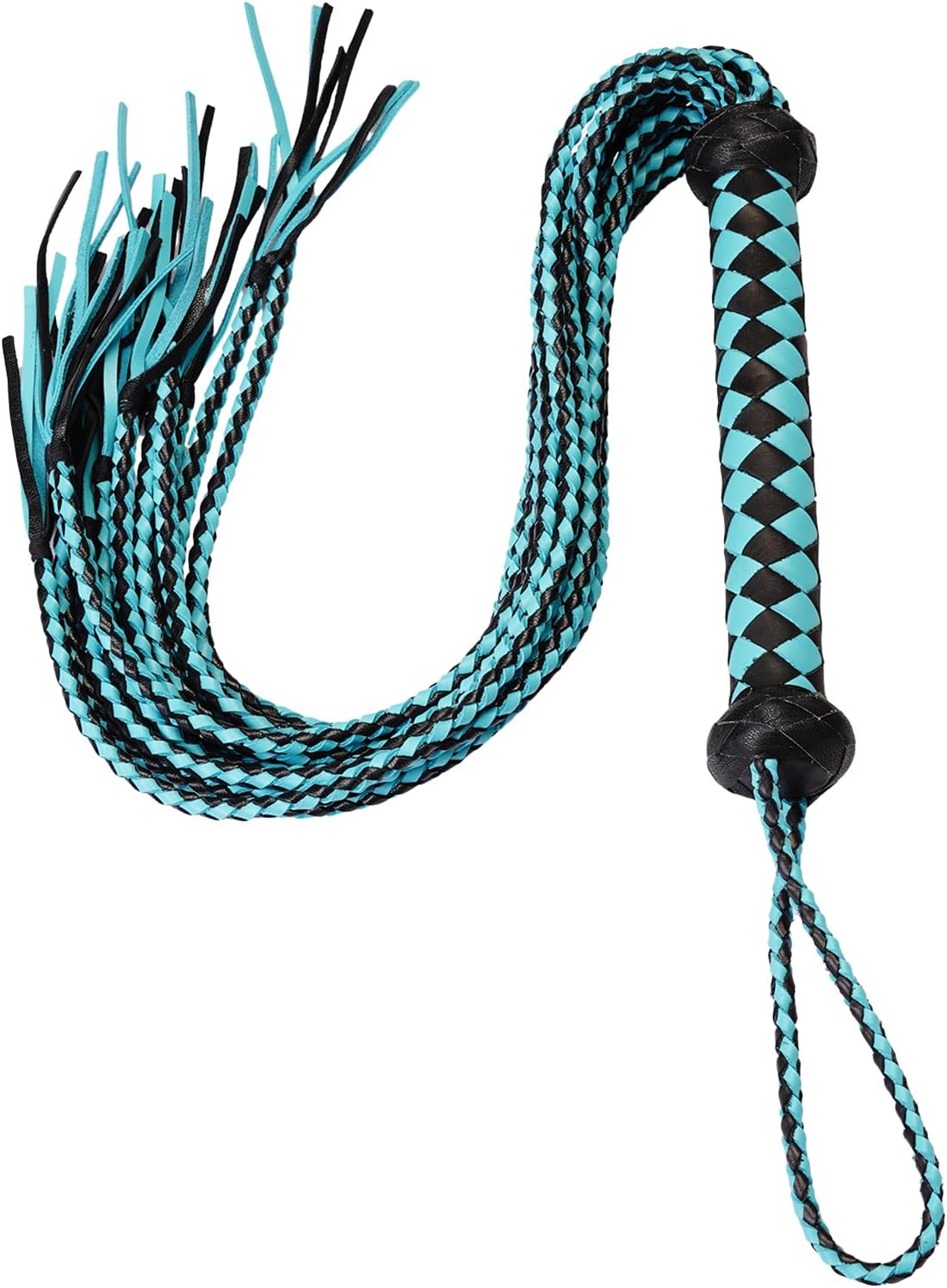Handcrafted Genuine Leather Horse Whip, 36-Strand to 9-Tail Braided Equestrian Crop, Professional Cowhide Riding Whip with Willow-Leaf Tips & Non-Slip Handle Leather Whip