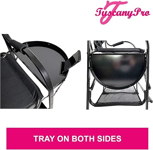 Miniatura 11 de Silla de maquillaje portátil y carrito de almacenamiento, perfecta para maquillaje, salón, eventos con altura de asiento de 25 pulgadas, bolsa