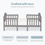 Dream On Me Portland 3 en 1 Lit convertible pour tout-petit en acier gris, certifié Greenguard Gold, JPMA Certifié, design bas à plancher, finition non toxique, bois de pin