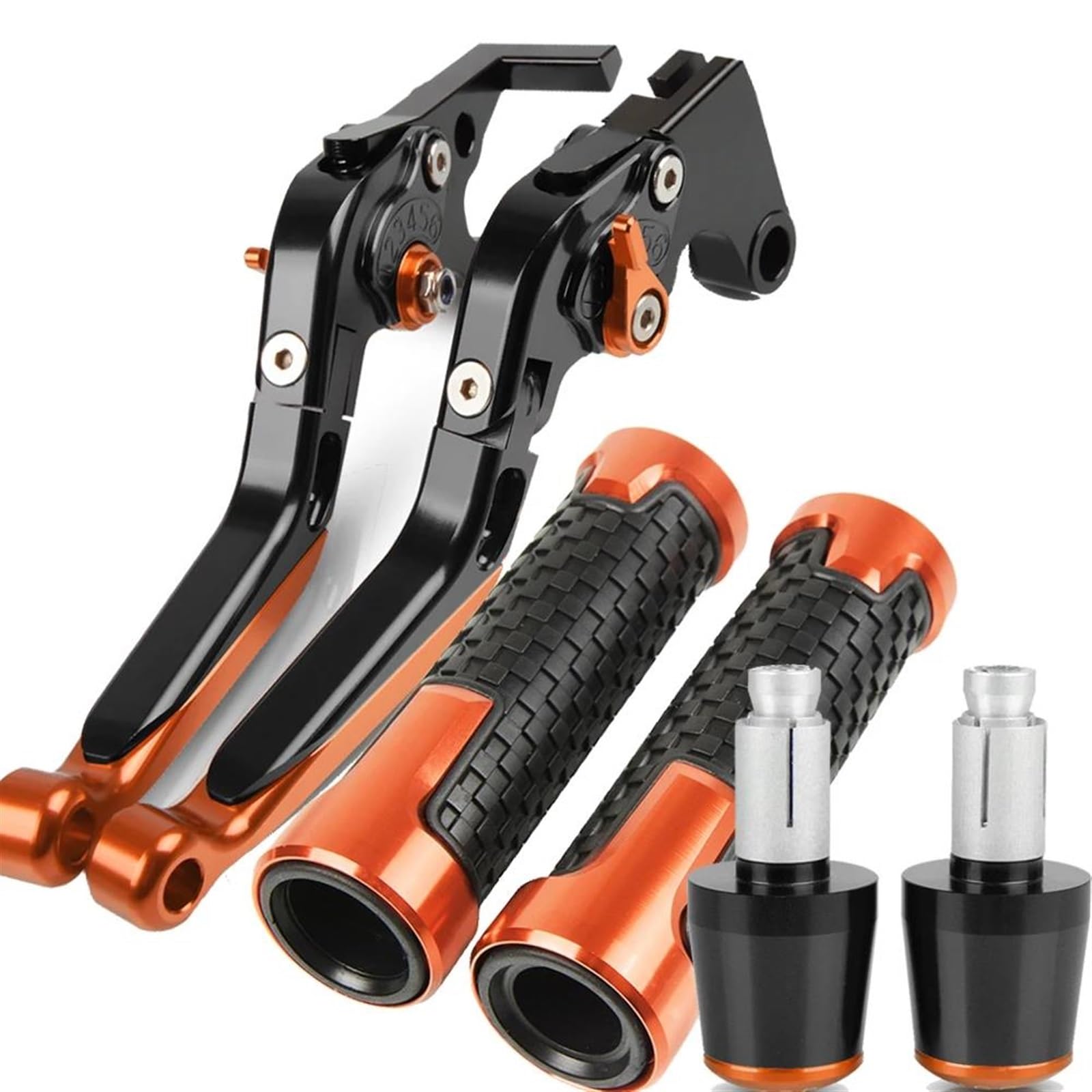 VTAIEX Motorbike Accessories Motorcycle Clutch Brake Levers Handlebar Grips Ends for Ducati MULTISTRADA 1200 1200S 1200GT 2010 2011 2012 2013 2014 2015 2016(Orange)