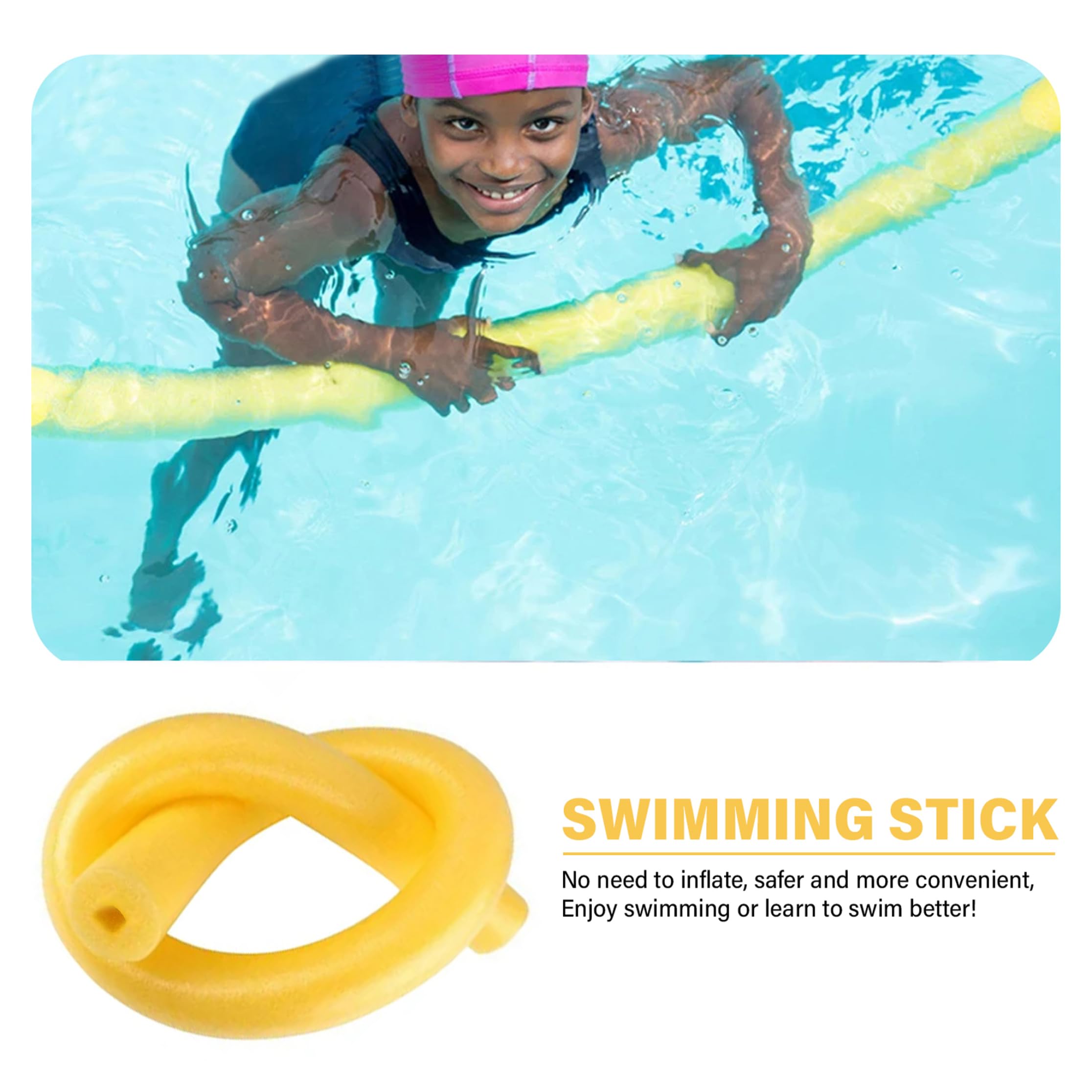 2 Stück große Poolnudeln, Hohle Epe-Schaumstoff-Poolnudeln, Schwimmwasserschaum-Hohlnudeln für Schwimmen und lustige Spiele, gelb, 2, 56 x 59, 06 Zoll