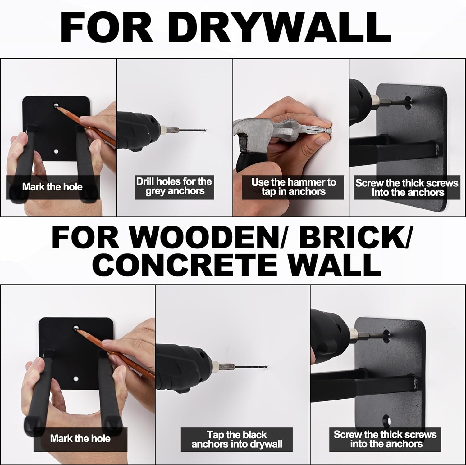 14 Inches Extra Large Garage Hooks, 4Pcs Heavy Duty Garage Wall Mount Organizer, Tool Hanger Long Utility Storage Hooks for Hanging Tire, Chair, Ladder, Garden Tools, Strollers and More - Image 5