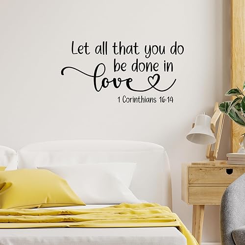 Miniatura 3 de Let All That You Do Be Done in Love 1 Corintios 16:14 Vinilo negro religioso calcomanía de pared con citas cristianas Escrituras bíblicas arte de