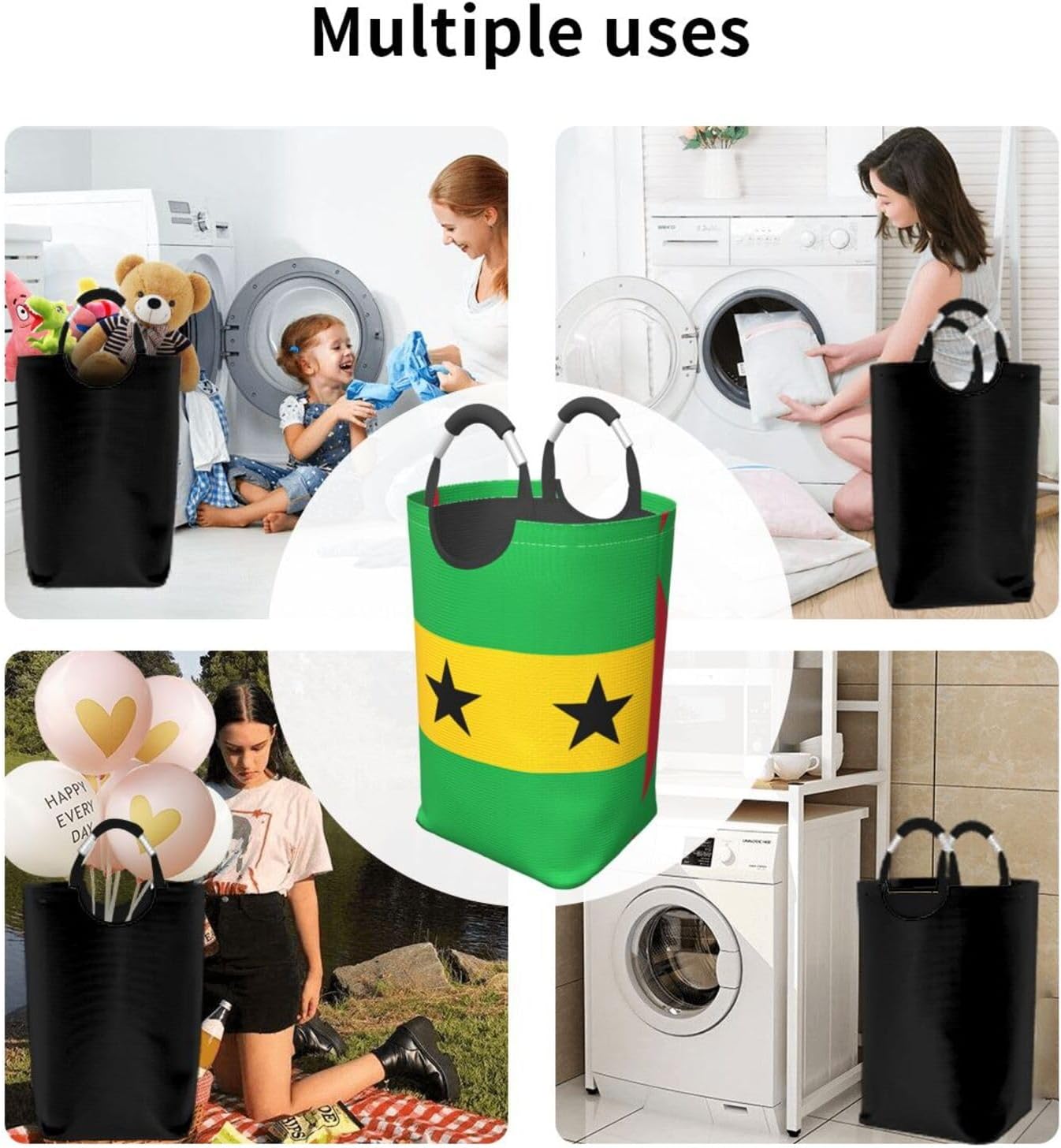Flag of Sao Tome and Principe Foldable storage bag, 50L capacity, suitable for laundry room, dormitory bedroom, dirty clothes storage basket.