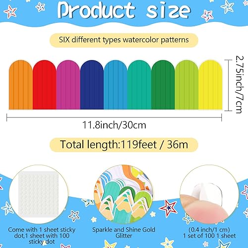 Vista 101 de Containlol Bordes de aula para tablón de anuncios, 118 pies, temática de animales de safari con ribete festoneado, tablero de anuncios colorido