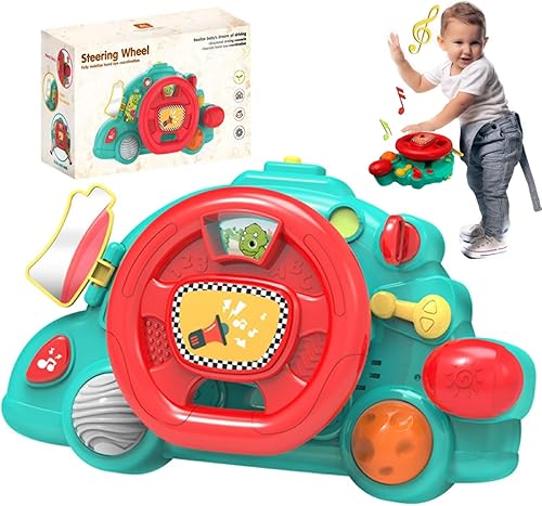 Juguete de volante para niños y niñas, mi primer juguete de conducción de simulación, función de conducción, señales de giro, bocina y música para