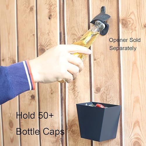 Miniatura 3 de Colector de tapa de cerveza de bronce Montado en la pared Cubo de tapa de botella negro antiguo