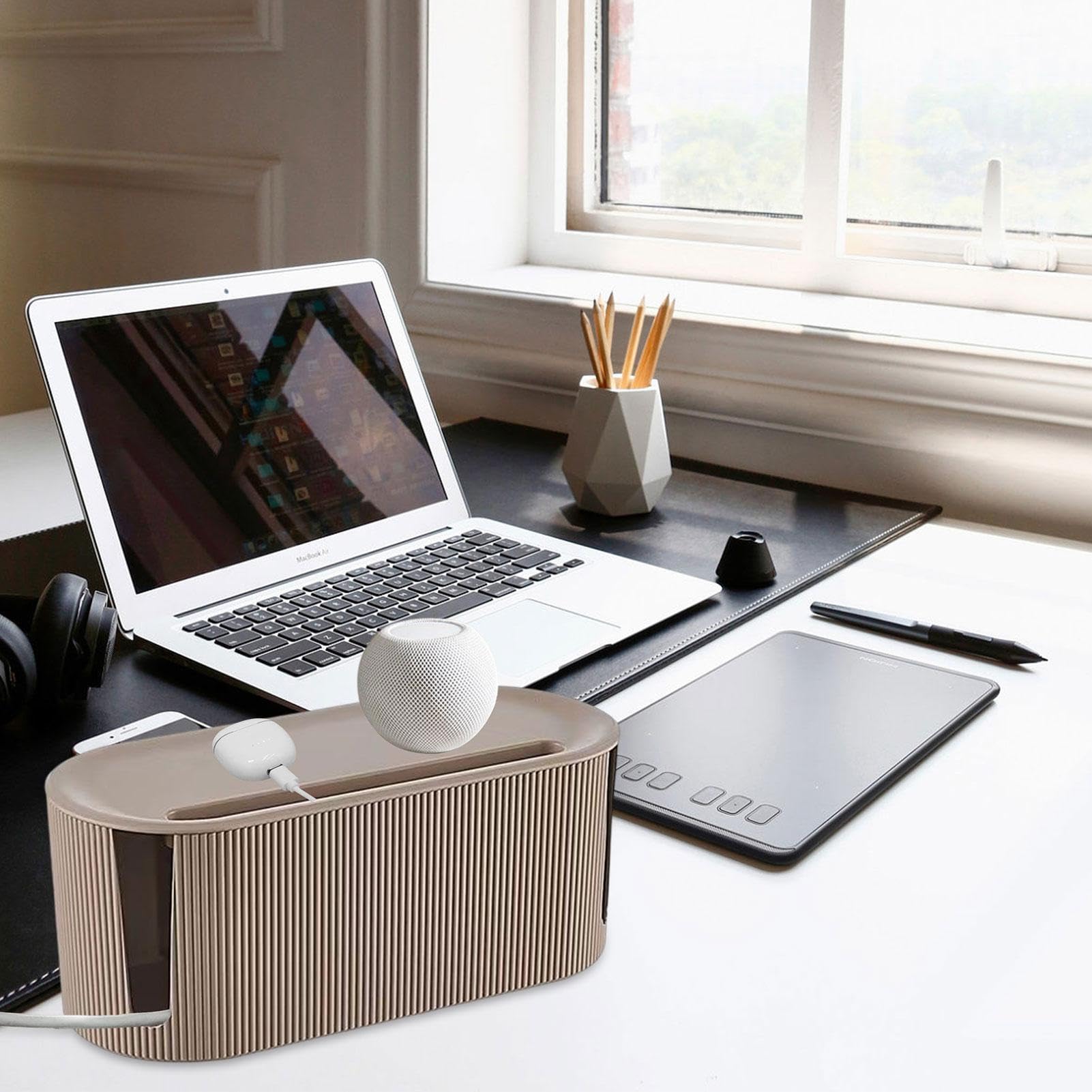 Boîte de Gestion des câbles, Boîte Cache Câble, Boite Rangement Cable, Rangement Câbles, Cable Management Box, Boîte de Rangement pour Câbles Les Câbles, Garder Les Câbles Bien Rangés, Brun