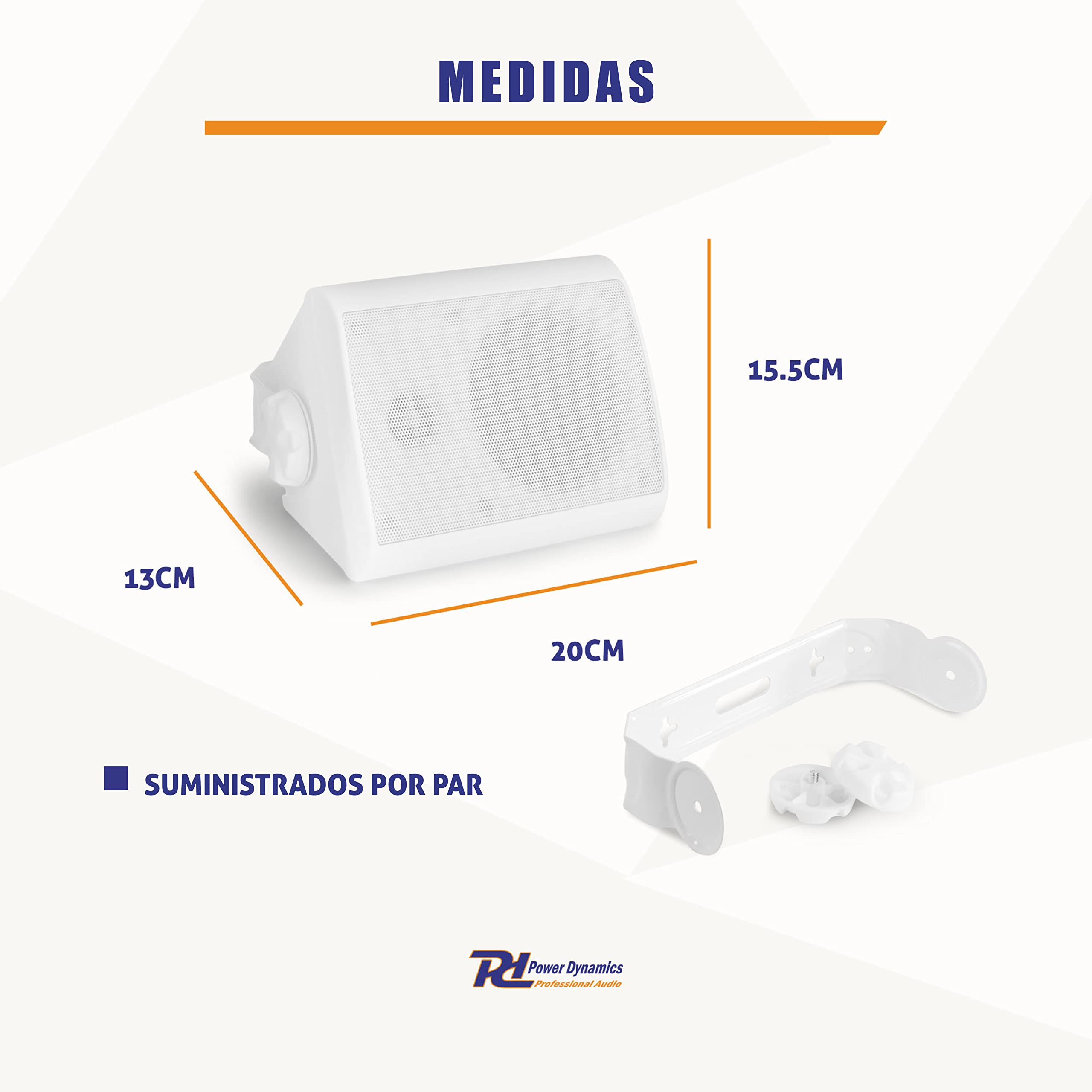 Power Dynamics BGO40 - Pareja de Altavoces de 100W, 2 Vías para Interior y Exterior, Montaje en Paredes y Techos, Ideales para Bares, Gimnasios, Oficinas, etc. Color Blanco