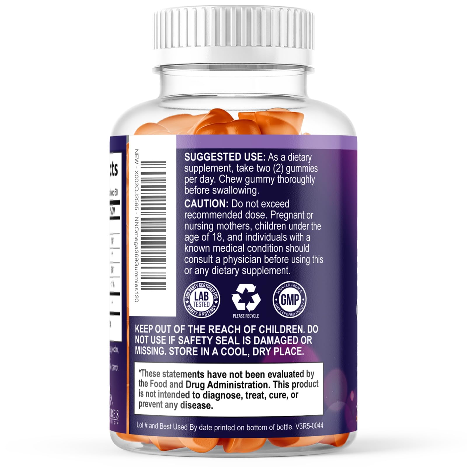 Omega 3 6 9 Gummies - Vegan Omega 3 Supplement Gummy - Essential Fatty Acids Oil 369 Complex Heart Support & Brain Support for Women, Men & Pregnancy, Fish Free Orange Flavored Gummy - 120 Gummies — Amazon image 8