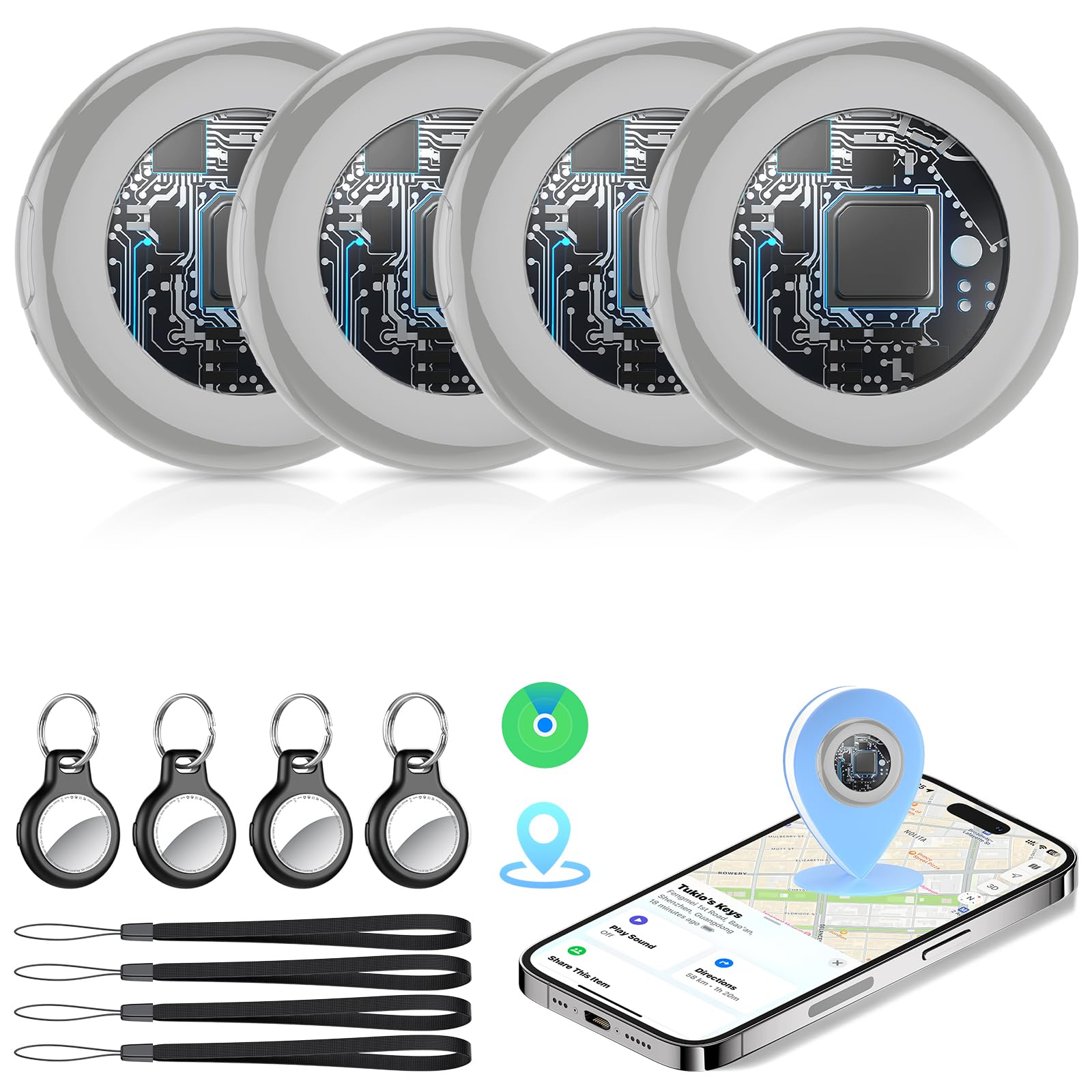 Air Tags Traceur Lot de 4 (iOS Uniquement) avec l’app Localiser Apple