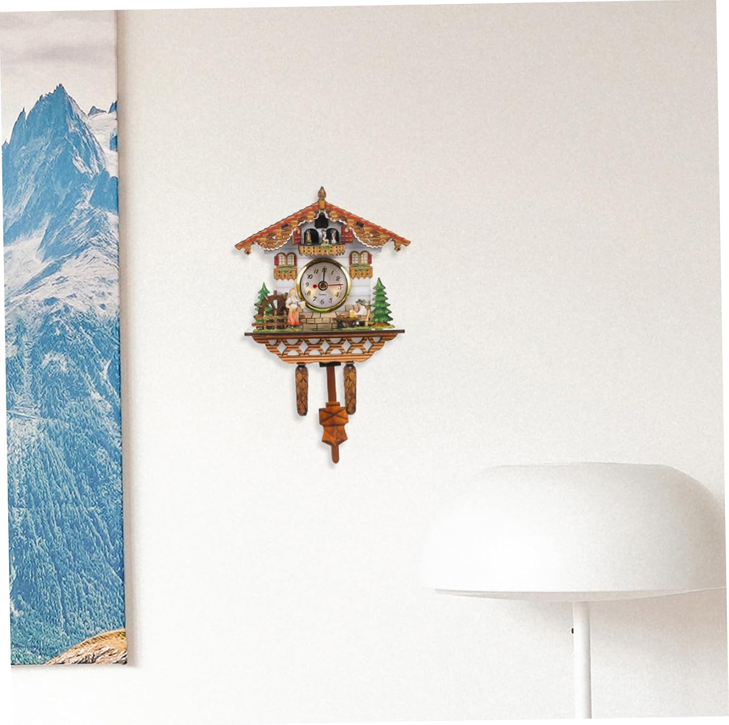 Cabilock Traditional Cuckoo Wall Clock with Analog Wall Hanging Clock for Office and Home Decor Easy to Install Accurate Timekeeping Simple Style Living and Store