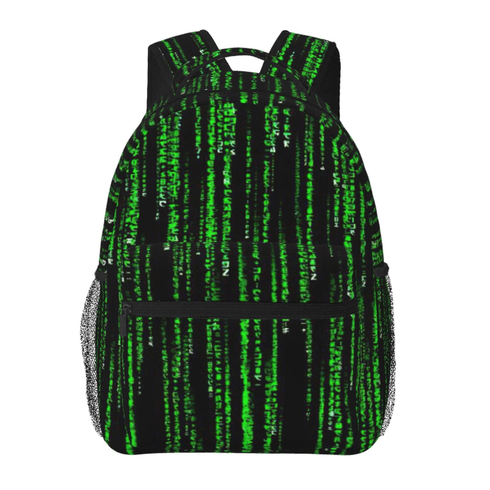 Mochila diaria informal con estampado binario resistente de números verdes 6