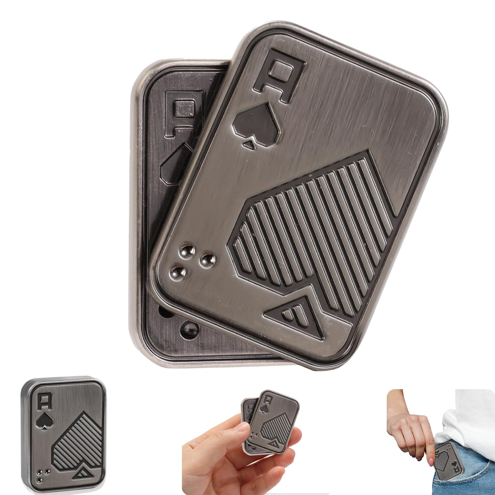 Fidget Slider for Adults,Metal Magnetic Fidget Toys for Stress Relief,Anxiety,ADHD,EDC Poker Push Card Cool Office Desk Magnet Toy Gift for Teen Friends Husband