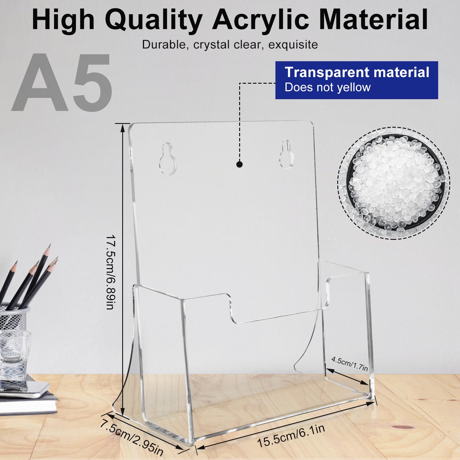 Porte-brochures A5 acrylique transparent lot de 2 support autoportant affichage