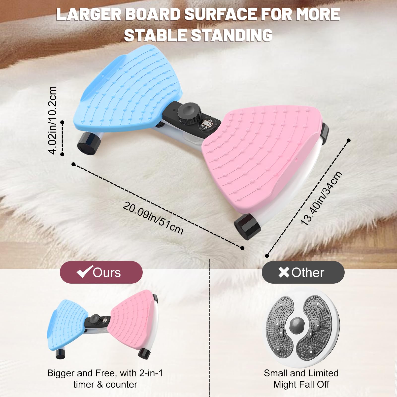 Máquina de torsión de cintura, tabla de giro abdominal para ejercicio, ejercicio silencioso para equipo de gimnasio en casa, capacidad de 330 libras | Tiempo de pista, repeticiones, calorías con