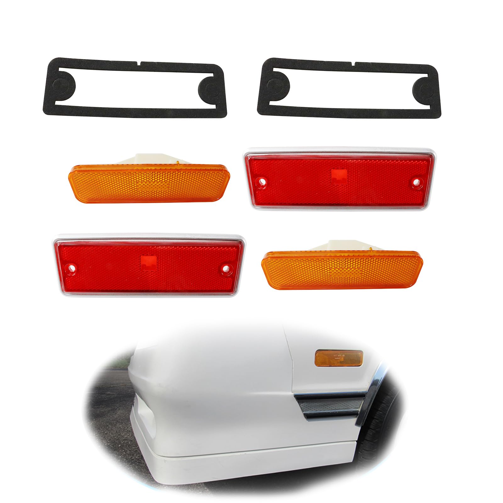 TELFAIR 4PCS Front & Rear Side Marker Lens Light Replacement for 1982-1987 El Camino GMC Caballero