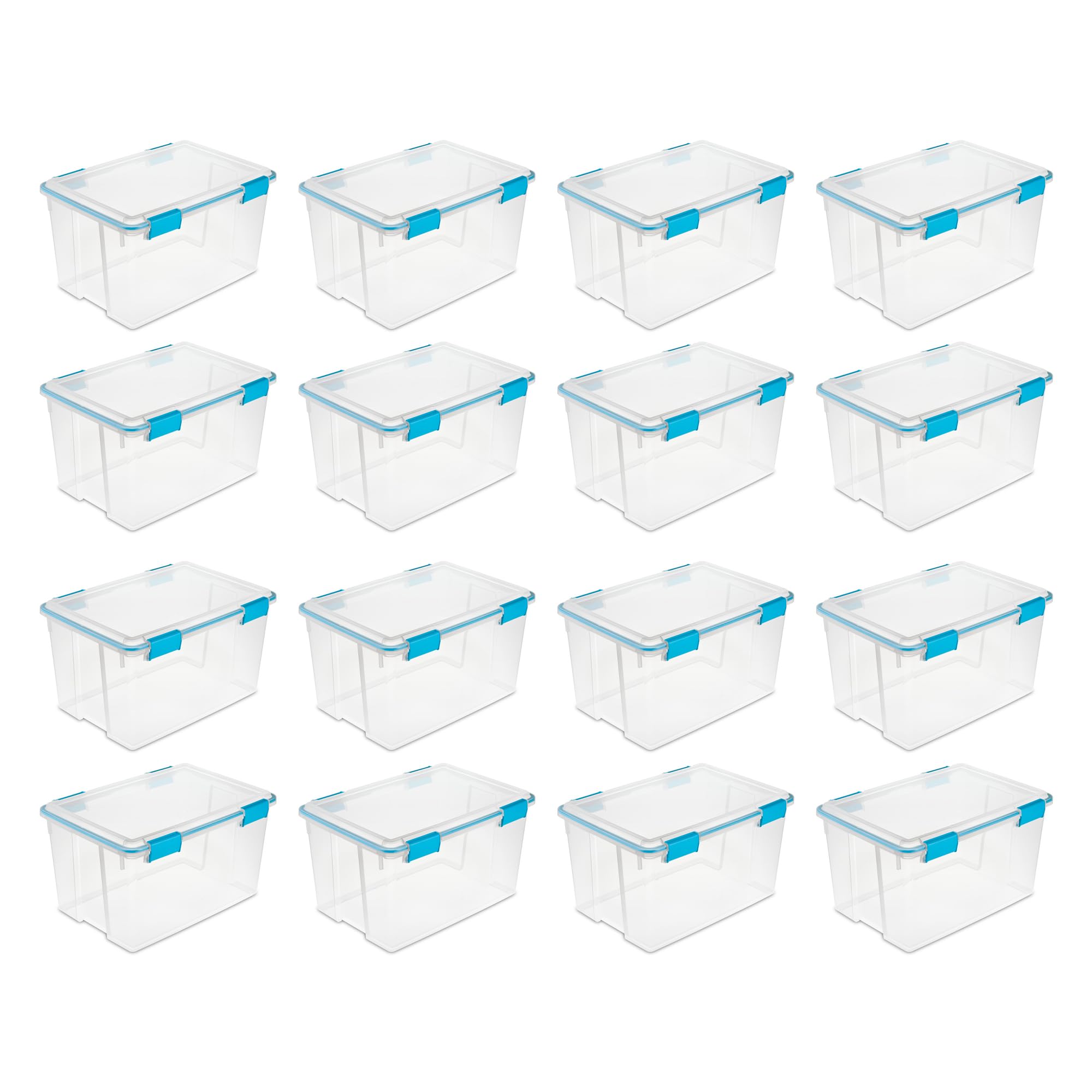 SteriliteGasket Box, Stackable Storage Bin with Latching Lid, 54 Quart, 16 Pack