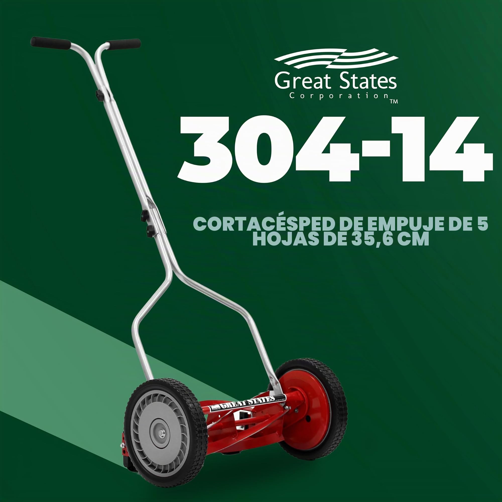 Great States 304-14 - Cortacésped con Carrete de Empuje (35,6 cm)