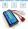 7.4V 3000mAh 15C 2S T-plug Li-ion Battery With USB Charging Cable For WLtoys 12423 MJX 14301 14303 14302 H16PL High-Speed RC Cars 1/10,1/12,1/16 Ratio RC Trucks,RC Ship Backup Battery