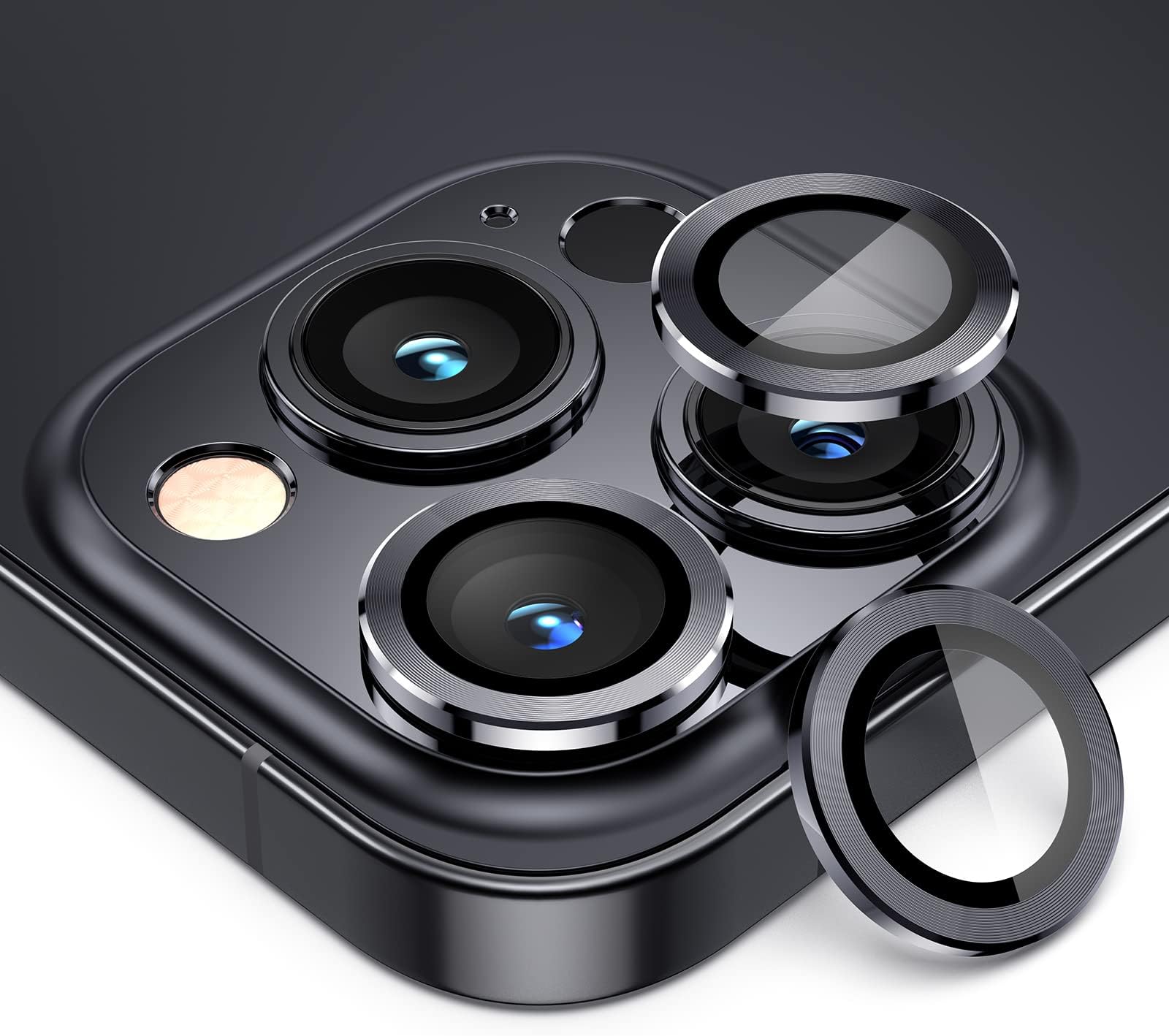 for iPhone 13 Pro Max & iPhone 13 Pro Camera Lens Protector，HD Anti-Scratch Tempered Glass Camera Protector Cover for 13Pro 6.1" / 13 ProMax 6.7 inch 2021 (Graphite)