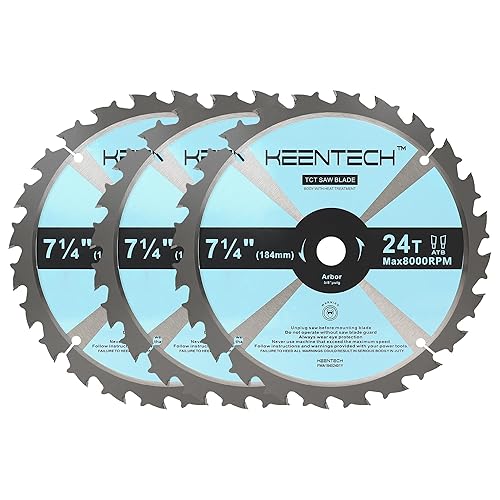 KEENTECH Hoja de sierra circular ATB de 7-14 pulgadas 24T para trabajo de madera, compatible con sierras circulares inalámbricas o con cable de eje