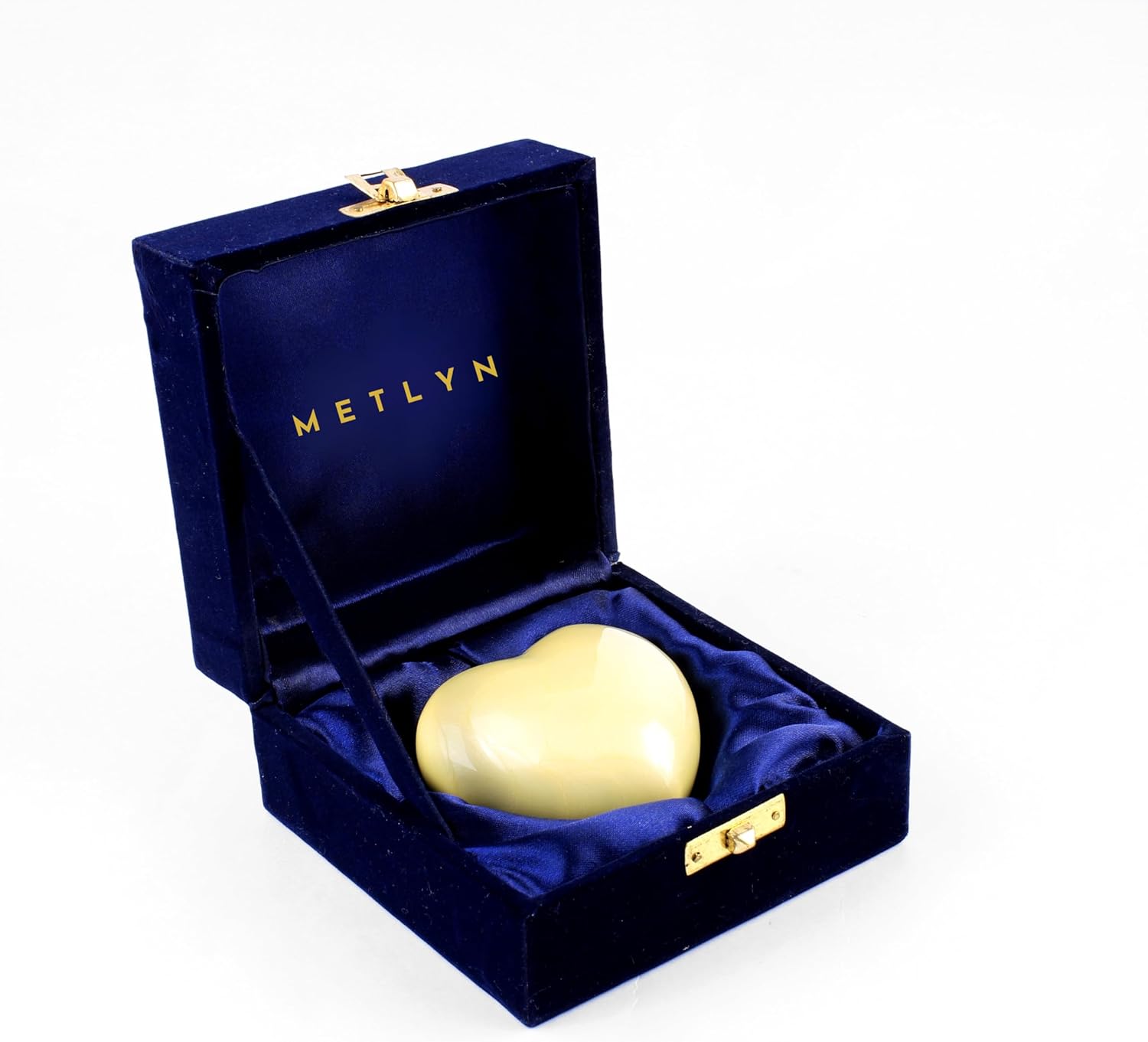 Small Heart Urn for Ashes Adult Male in Brass - Classic Mini Cremation Urn for Human Ashes with Velvet Box & Stand - Loving Tribute Keepsake for Man, Women, Pet or Infant (Yellow)