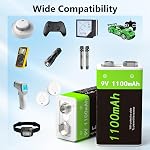 LP 9V Batteries rechargeables au lithium-ion 4-Pack 1100mAh, USB-C Charger 2-in-1 Câble, batterie longue durée pour alarmes de fumée, talkies Walkie, contrôleurs de jeu, micros et lampes de poche