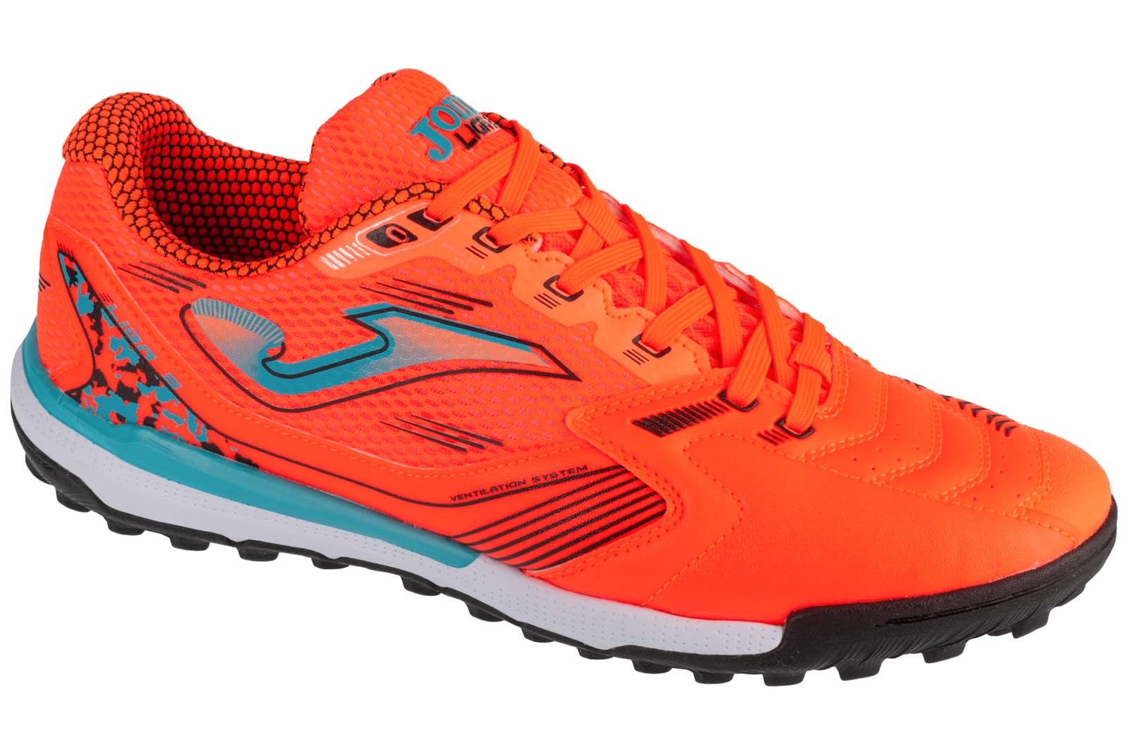 Joma Tacos de fútbol para césped, Parte Superior de Malla Transpirable, ventilación VTS, Puntera de protección, Entresuela de Phylon, Suela Resistente, Naranja., 42 EU