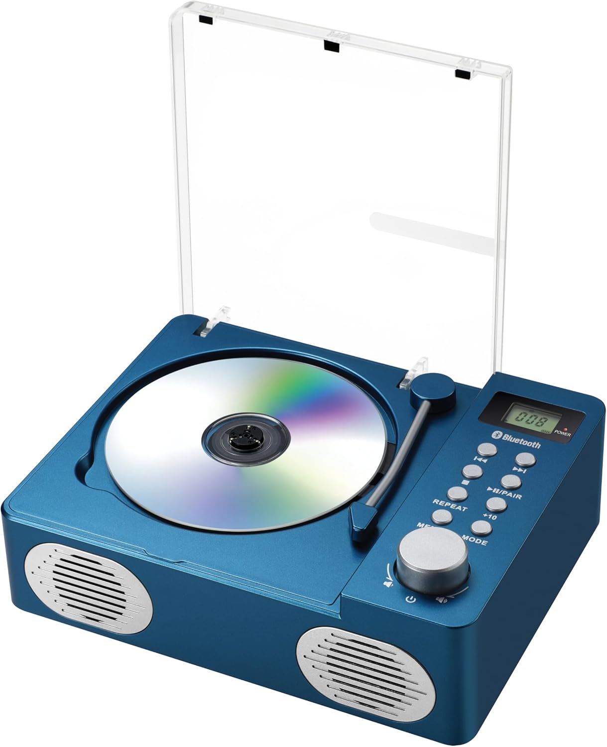 Studebaker SB3720 Portable Stereo Bluetooth CD Player with MP3 Playback, FM Radio, USB, and Built-in Rechargeable Battery (Blue)