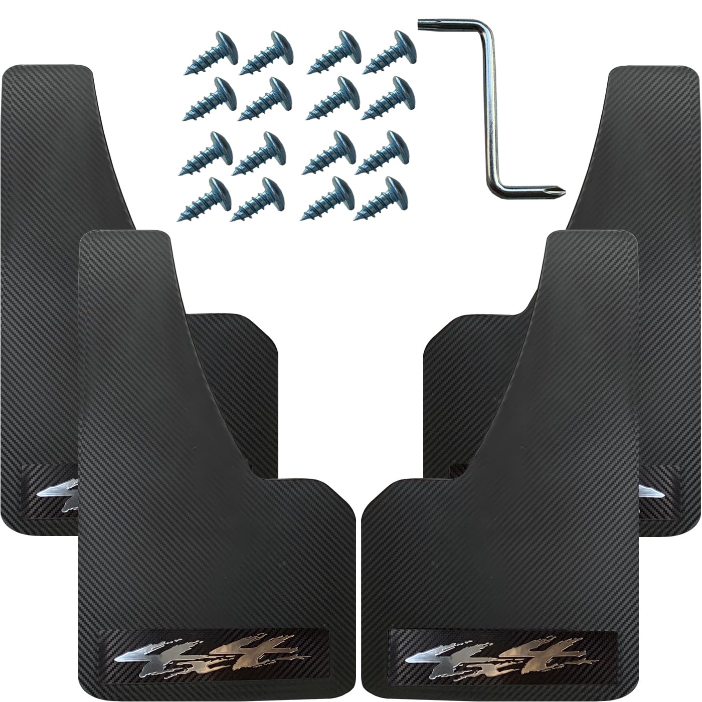 Hard ABS Fender Flares with Carbon Fiber Pattern - Large Size, All-Weather, Set with Wide Body and Scratch/Abrasion Resistance - Ideal for Pickup Trucks, RVs, and Freight Caravans 4 Pcs
