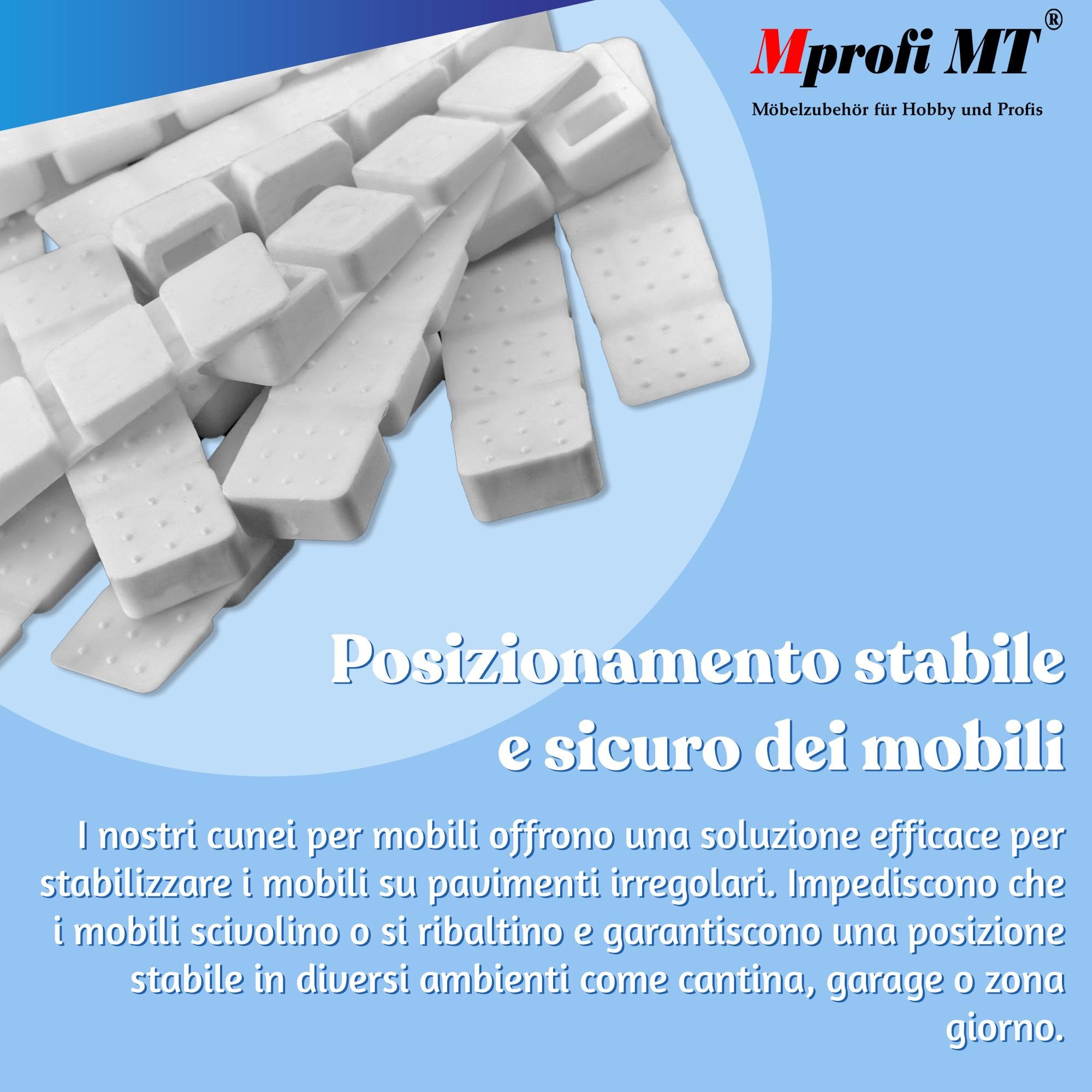 Mprofi MT Cunei per Mobili in Plastica Bianco 100 Pezzi Distanziatori Livellatori Spessori Regolazione