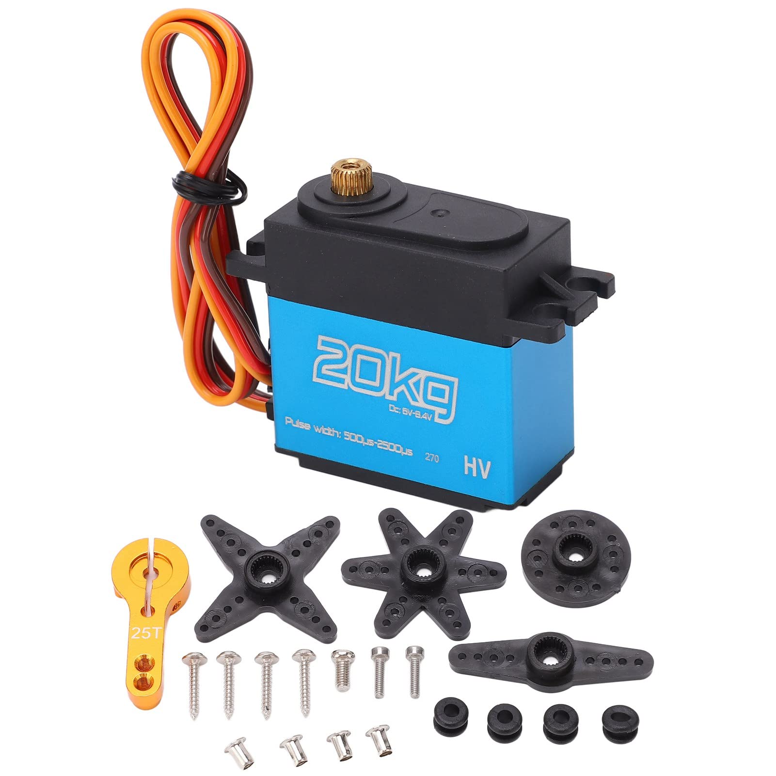 20 kg Servo RC digital de alto par con engranaje de metal para coches RC a escala 1/10 1/12 Robots y barcos Carcasa de aluminio 40 x 20 x 40 5 mm Paquete de 4