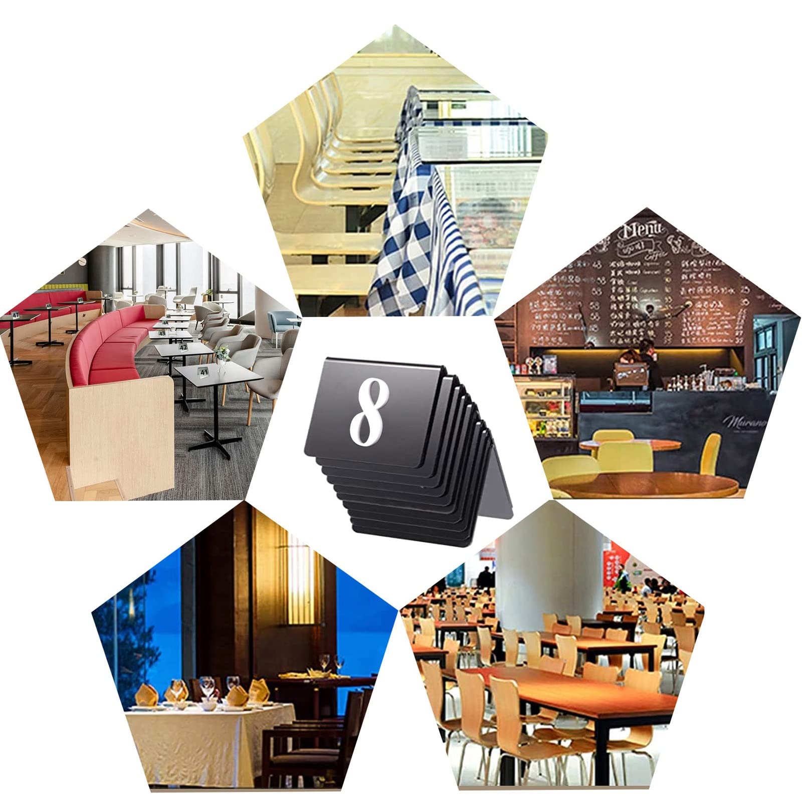 Placa de tarjetas de restaurante número 1 a 100, tarjeta de número de mesa de acrílico digital 3D, placas de carteles esmeriladas transparentes/negras, para recepciones, banquetes, cafeterías, hotel