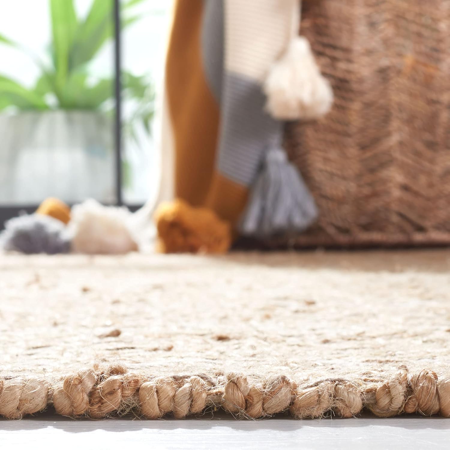 Ivory Cotton Flatweave Handmade Reversible Rug 5' x 8'