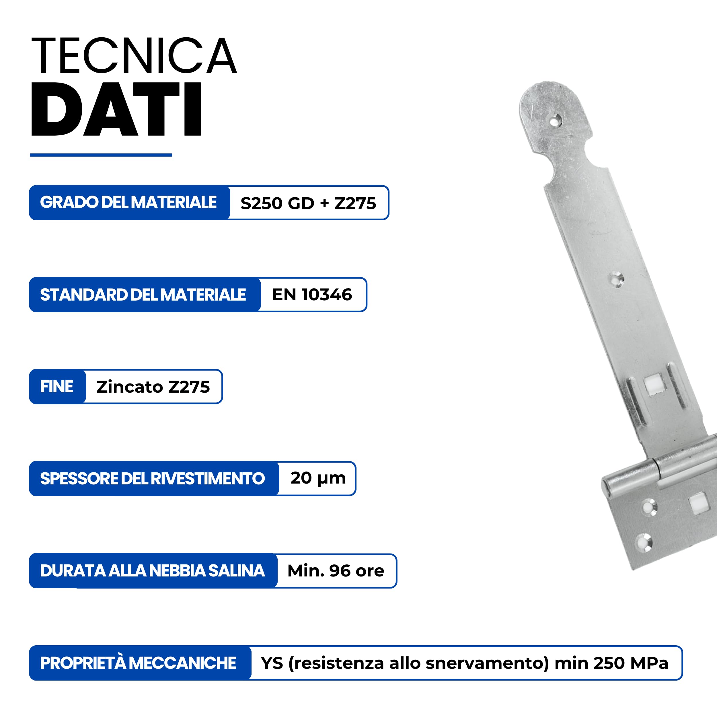 GeZu Impex Cerniera T 200 mm Set di 6 | Elettroplaccato Robusto Gancio per Cancello e Capanno Cerniere per Porta in Legno