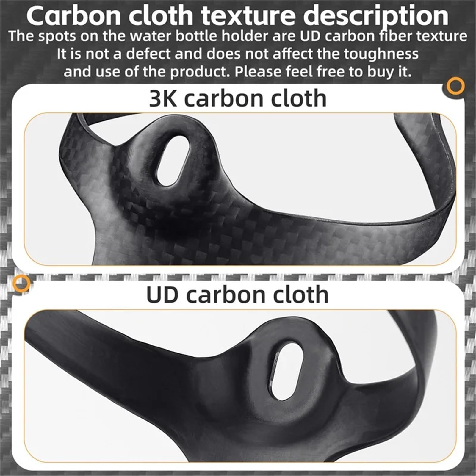 Portabidón Bicicleta Acabado Carbono Soporte for Botella de Agua Bicicleta Fibra Carbono, Soporte for montaña y Carretera, Accesorio(3K Carbon Cloth)