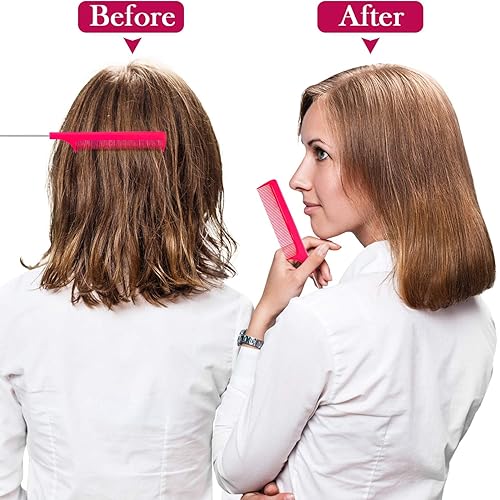 Miniatura 2 de Peine de cola de rata, peine de separación de cola de rata, pasador de acero laminado, fibra de diente fino, resistente al calor, peines para cola